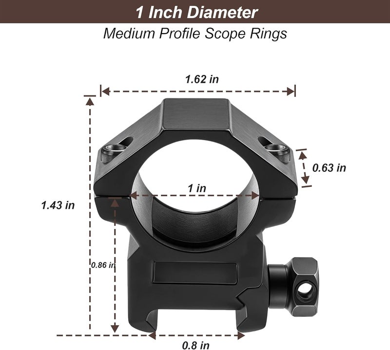 KKIKK 1 inch Scope Rings for Picatinny Rail, 2-PCS Scope Mount Rings - Image 4